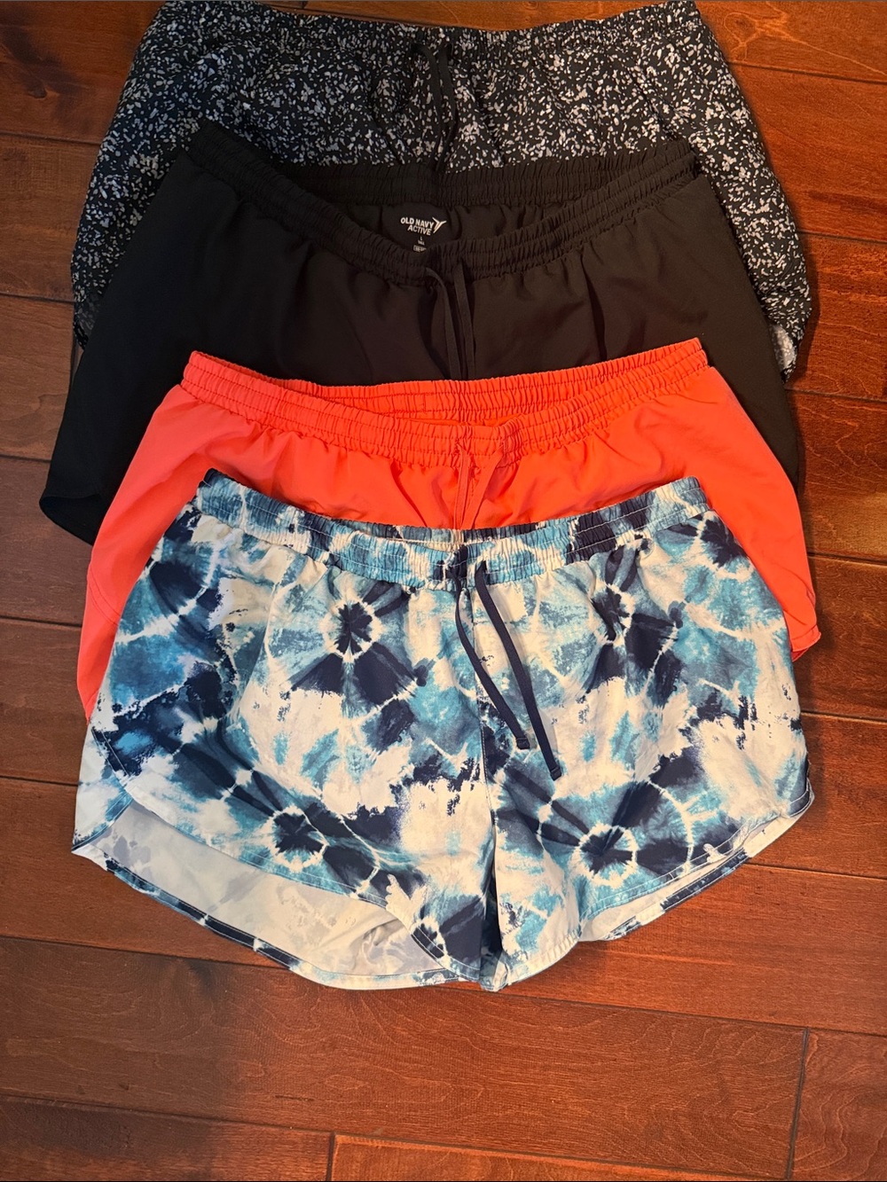 Old Navy Women’s Blue Tie-Dye Shorts with Coral, Black & Speckled Options